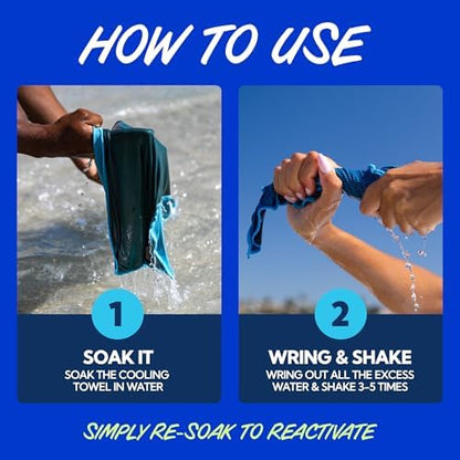 Sun Ninja Cooling Towels for Neck and Face, Instant Cold Towel for Hot Yoga, Sports, Gym and Golf, Microfiber Cooling Cloth - Turquoise Blue - color: Light Blue