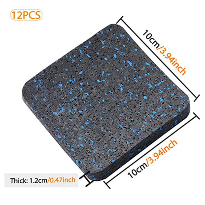Treadmill Mat Pads - 12 PCS Bulk Pack High Density Rubber Squares for Multiple Exercise Equipment - Anti-Vibration Noise Dampening Pads for Rower, Stationary Bike, Weight Bench - size: 3.94" x 3.94" x 0.5"