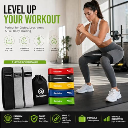 8-Piece Resistance Bands Set – 5 Latex Bands + 3 Fabric Booty Bands – Full Body Home Workout Kit for Women & Men