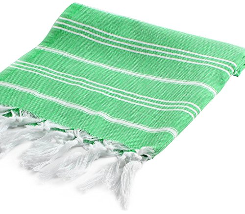 Cacala 100% Turkish Cotton Kitchen Tea Towels, Highly Absorbent Luxury Soft Quick Drying Dish Towel with Hanging Loop for Gym, Yoga, Bath, Sports, Cleaning and Kitchen (23 x 36), Green - color: Green