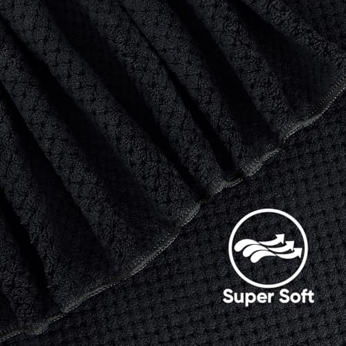 HOMEXCEL 8 Piece Bath Towel Set, Microfiber Bathroom Towel - 2 Bath Towels, 2 Hand Towels, and 4 Wash Cloths, Super Soft, Highly Absorbent Towels for Bathroom, Gym, Hotel, and Spa (Black)