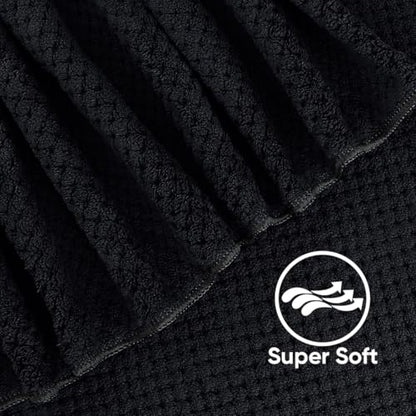 HOMEXCEL 8 Piece Bath Towel Set, Microfiber Bathroom Towel - 2 Bath Towels, 2 Hand Towels, and 4 Wash Cloths, Super Soft, Highly Absorbent Towels for Bathroom, Gym, Hotel, and Spa (Black)
