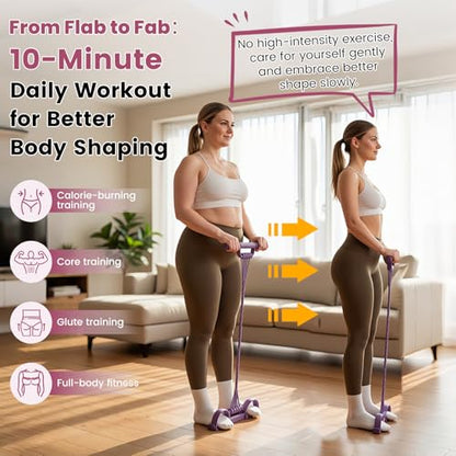 3-in-1 Multifunctional Pedal Resistance Band with Handle, Natural Latex Tension Rope, Portable Pocket Gym for Abdomen Waist Arm Leg Stretching Training, Home Office Travel