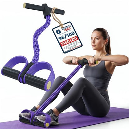 Premium 6 Tube Resistance Band – Powerful, Visible Results with Safe Low-Impact Design | Multifunction Pedal Resistance Band | Home Gym Equipment for Women | 30-Day Support - color: black purple