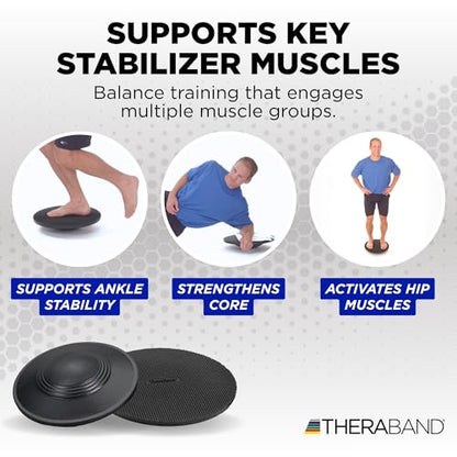 THERABAND Wobble Board Stability and Balance Trainer, Round Wobble Board, Core Strength Balance Disc for Adults, Physical Therapy, Agility Training, Compact Non-Slip Design - style: Wobble Board