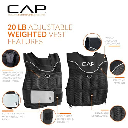 CAP Adjustable Weighted Vest 20–150 lbs for Strength Training, Running & Workouts, Weight Vest for Men & Women, Fitness Training Vest