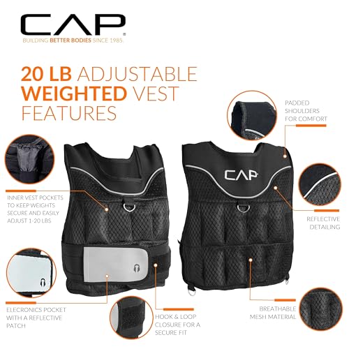 CAP Adjustable Weighted Vest 20–150 lbs for Strength Training, Running & Workouts, Weight Vest for Men & Women, Fitness Training Vest - style: 20lbs-C