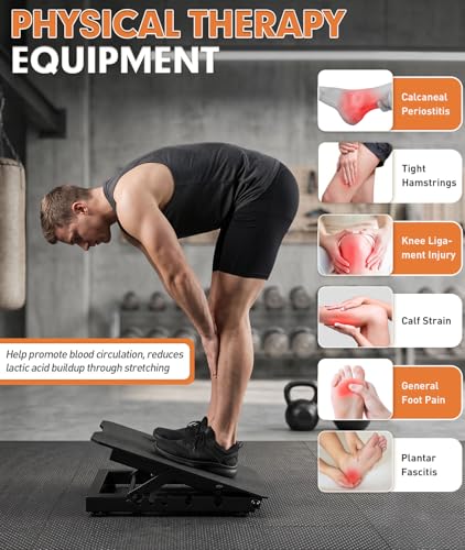 Steel Slant Board for Calf Stretching, 600lbs Capacity Incline Board with Full-Surface High-Grip Tape, 5-Level Adjustable Squat Wedge for Plantar Fasciitis, Home Gym & Physical Therapy