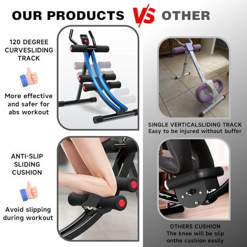 abdominal bench Ab abdominal Machine Women's Home Abdominal Exerciser 308lbs Abdominal Compressor Collapsible Abdominal Core Trainer 4-Speed Adjustable Strength Training Machine with LCD Display