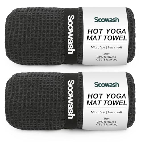 Hot Yoga Towel,Microfiber Yoga Mat Towels Non Slip for Hot Yoga Absorbent Microfiber Sweat Anti-Slip,Bikram,Pilates,Exercise,Fitness 28 inch X 72 inch Black 2 Pack - color: Black, size: 28 inch X 72 inch