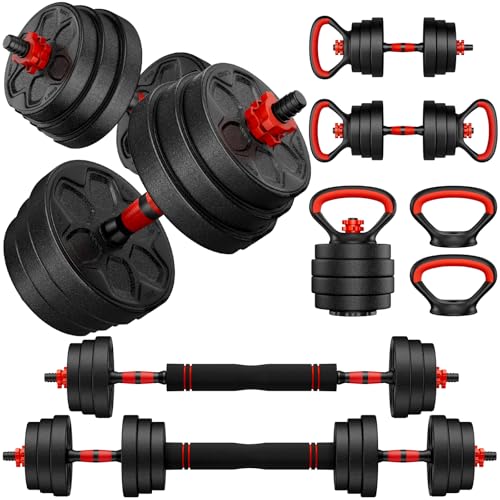 Adjustable Dumbbell Set, 20/33/45/70/90lbs Free Weight Set with Connector, 4 in1 Dumbbells Set Used as Barbell, Kettlebells, Push up Stand, Weight Set for Home Gym Suitable Men/Women - color: 33LB (16.5LB Pair)