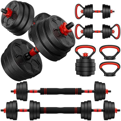 Adjustable Dumbbell Set, 20/33/45/70/90lbs Free Weight Set with Connector, 4 in1 Dumbbells Set Used as Barbell, Kettlebells, Push up Stand, Weight Set for Home Gym Suitable Men/Women - color: 33LB (16.5LB Pair)