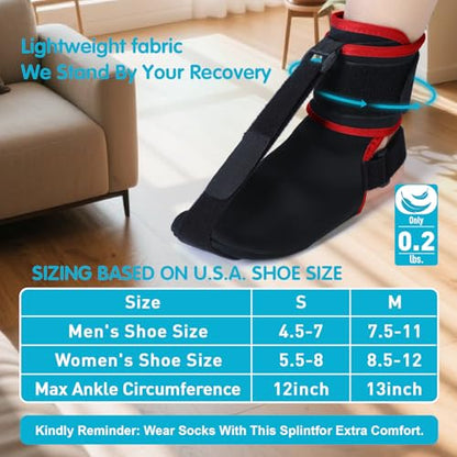 Plantar Fasciitis Night Splint Sock with Massage Ball for Plantar Fasciitis Relief, Soft Plantar Fasciitis Brace for Sleeping Achilles Tendonitis Heel Pain Flat-arch for Women and Men, Medium-Red (1, Red, Medium)