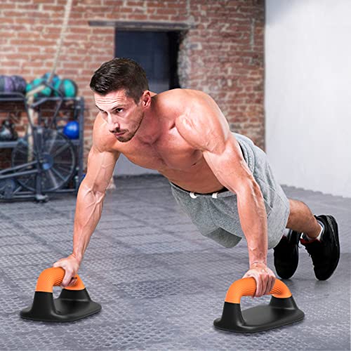 Kipika Push Up Bars Bundle - Anti-Slip Soft Plastic Handles, Stable Non-Slip Base, Perfect for Floor Strength Training - Black & Orange