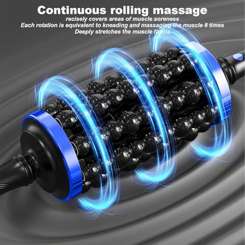 Electric Rolling Percussive Massager, Hands-Free Base, 5-Speed Adjustable Intensity, Rechargeable Fascia Roller for Back, Legs, Feet, Deep Tissue Muscle Recovery (Rose Gold)