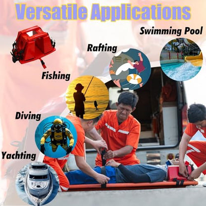 Foldable Spine Stretcher Board - Water-Resistant Patient Backboard with Head Imlizer & Cervical Collar for Emerncy, First Aid, Mcal Transport & Safe Patient Handling - color: Head+backboard Immobilizer
