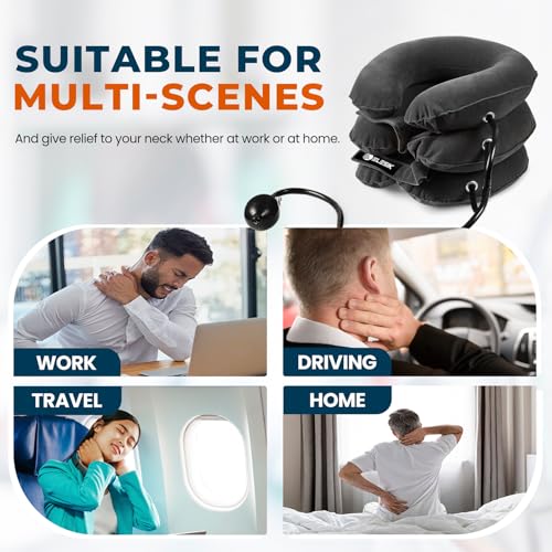 Cervical Neck Stretcher and Cervical Traction Device, Inflatable Neck Traction Device for Home Use, Decompression Devices and Support Brace for Pinched Nerve Relief, Extender Pillow and Hammock