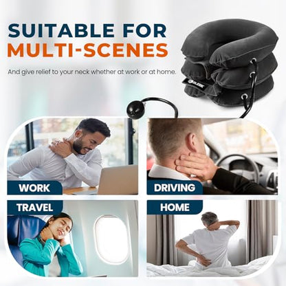 Cervical Neck Stretcher and Cervical Traction Device, Inflatable Neck Traction Device for Home Use, Decompression Devices and Support Brace for Pinched Nerve Relief, Extender Pillow and Hammock