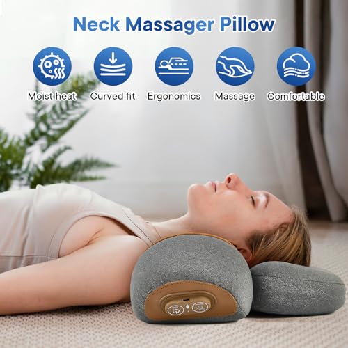 3-in-1 Cordless Heated Neck Massager Pillow for Pain Relief Deep Tissue