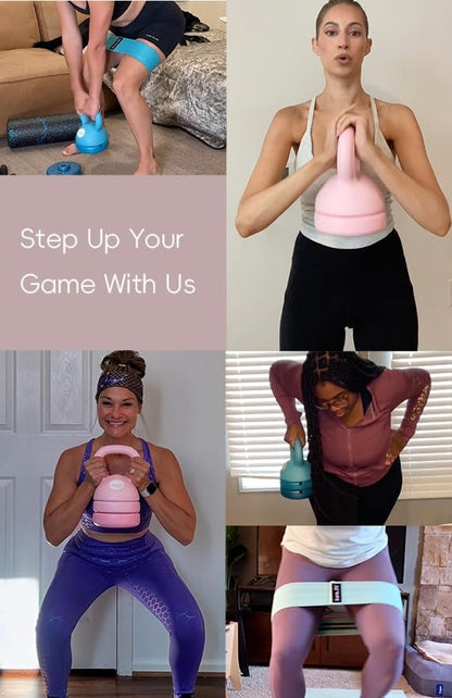 Adjustable Kettlebell | 5 lb - 12 lb | Kettlebell Weights Set for Home Gym | Full-Body Workouts, Strength Training, Weight Loss | Fabric Booty Band | Beginners & Women - color: Sage