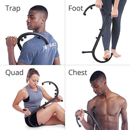 Body Back Buddy - USA Made FSA Eligible - Massage Stick & Buddy Classic Bundle, Trigger Point Massage Tools, Neck and Back Massagers, Massage Cane, Muscle Knot Remover (Black)