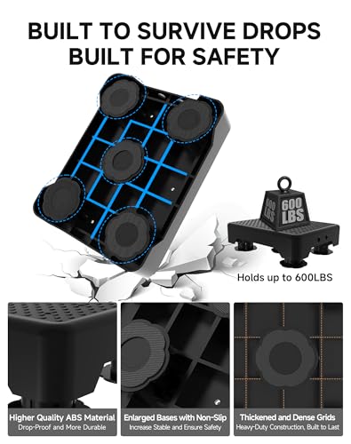 Adjustable Step Stool for Adults, Bed Step Stools, 600 LBS Capacity Safety Wide Step Platform, Indoor and Outdoor Steps for Seniors, Non-Slip Stepping Stool Elderly Assistance, Black
