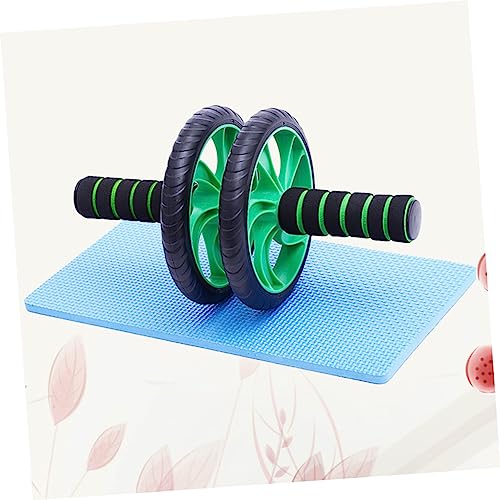 Dual Wheel Abdominal Fitness Roller with Kneeling Pad Back Design for Lightweight Non- Handles Build Muscle and Burn Calories Green