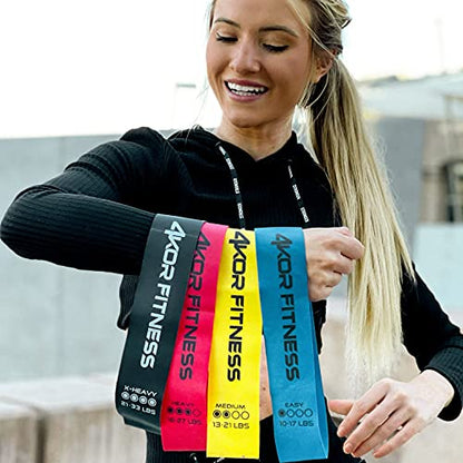 Resistance Loop Band Set, Perfect for Crossfit, Yoga, Physical Therapy, and Booty Building - color: 4 Piece Miniband Set (2" x 10")