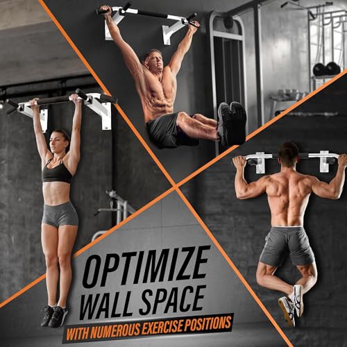 Yes4All Pull Up Bar Wall Mounted - Multifunctional Wall Mounted Pull Up Bar for Home Gym Workout Strength Training Equipment - color: C. Standard - White