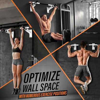 Yes4All Pull Up Bar Wall Mounted - Multifunctional Wall Mounted Pull Up Bar for Home Gym Workout Strength Training Equipment - color: C. Standard - White