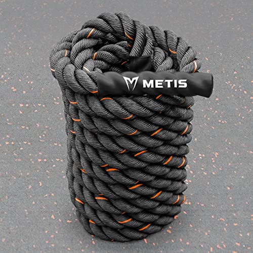 METIS Battle Ropes – Durable Fitness Ropes for Strength Training, 30ft/40ft/50ft Options – Ideal for Home Workouts & Gyms with Anti-Fray Handles - size: 50ft, style: 2 inch