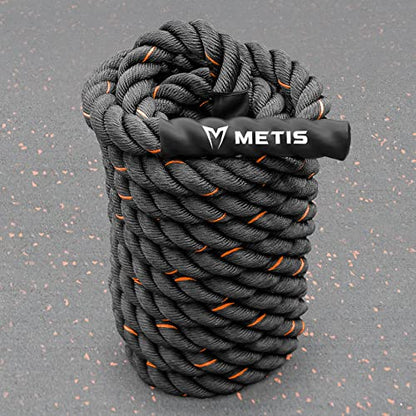 METIS Battle Ropes – Durable Fitness Ropes for Strength Training, 30ft/40ft/50ft Options – Ideal for Home Workouts & Gyms with Anti-Fray Handles - size: 50ft, style: 2 inch