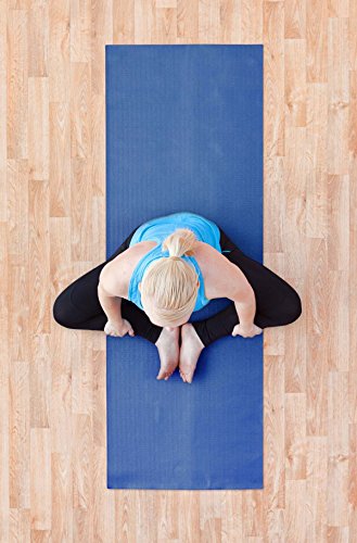 YogaAccessories 1/4" Thick High Density Deluxe Non Slip Exercise Pilates & Yoga Mat - color: Dark Blue