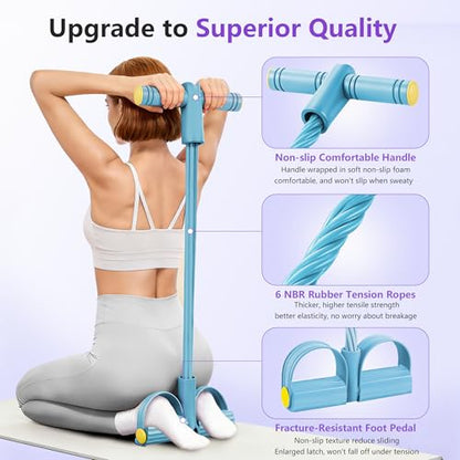 Upgraded Pedal Resistance Band with Handle, Soft Durable Fashion Puller Exercise with Thickened 6 Tension Ropes, Tube Pedal Resistance Device for Abdomen, Waist, Arm, Leg, Core/ABS