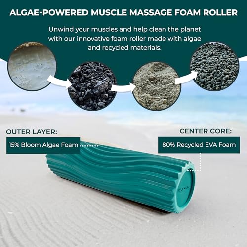 Tidal Roller - Jade - Muscle Massage Foam Roller for Back Pain & Stretching - Firm and Ergonomic Wide Wave Textured - Yoga, Athletics, & Wellness - Full Size, 20" x 5" - color: Jade