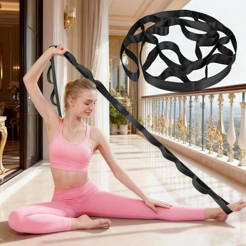 Yoga Stretch for Men and Women Strap Resistance Band for Home Gym Fitness Pilates Flexibility Training Exercise Accessories - color: 74.8 Inch Black, size: 74.8 Inch