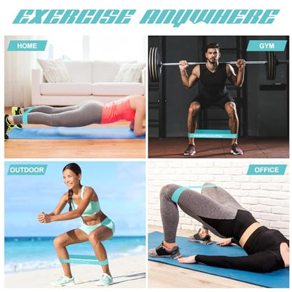 12 Pcs Latex Resistance Loop Exercise Bands for Booty Workout Stretch Exercise Bands Non Slip for Legs Squat Resistance Loop Women Men Starter Butt Hip Thigh Fitness - color: Light Blue, style: Medium