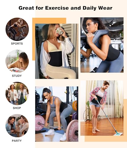 Womens Waist Trainer Corset with Zipper Sweat Waist Trimmer for Women Workout Belt Corset Shapewear