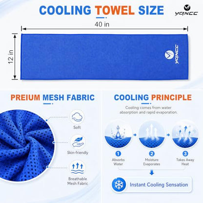 4 Pack Cooling Towels, Instant Cooling Neck Wraps, Ice Towel | 40" x 12" Soft Breathable Microfiber Chilly Towel for Face & Neck, Ideal for Gym, Yoga, Golf, Running, Camping & Hot Weather - color: Dark Blue, Light Blue, Dark Gray, Light Gray