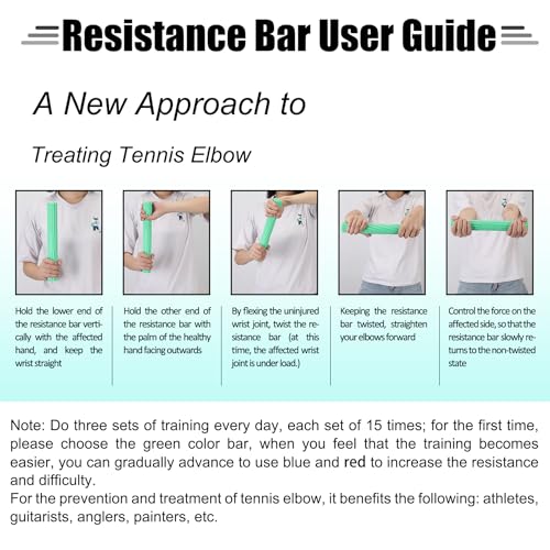 Flex Therapy Strengthener Bar for Tennis Elbow, Golfers Elbow, Tendonitis - Physical Therapy Resistance Bar for Wrist and Forearms Pain Relief