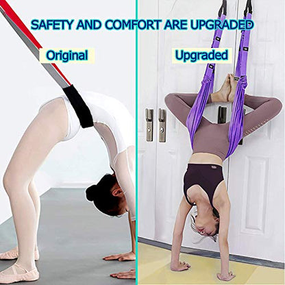 Multi-Purpose Waist Exercise Band - Waist Back Bend Assist Trainer Flexibility & Yoga Stretching Leg Stretcher Strap w/Door Anchor for Dance Gymnastics Training Fitness