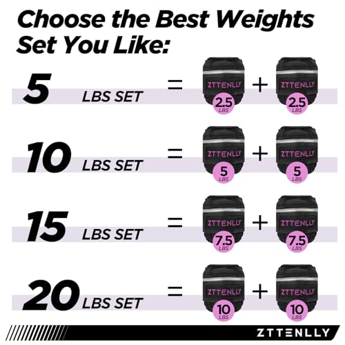 Adjustable Ankle Weights 1-5/10/15/20LBS Pair with Carry Bag - Breathable Fabrics, Reflective Trim - Strength Training Leg Wrist Arm Ankle Walking Weights Sets for Women Men Kids - color: Pink, size: 5-lb pair (2.5 lbs each)