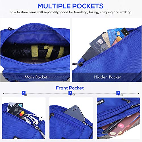 CXWMZY Fanny Packs For Women & Men Waist Pack Hip Bum Bag with Multi-Pockets Large Capacity Waterproof Casual Bum Bag for Disney Traveling Casual Cycling Running Hiking - color: Blue