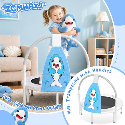 36" Toddler Trampoline, 3FT ASTM Certified Foldable Mini Trampoline for Kids with Animal Pattern, Kids Trampolines Indoor with Foam Handle, Gifts for Boys&Girls
