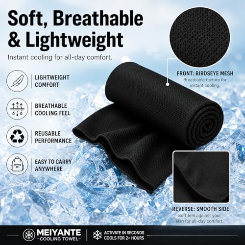 Black Cooling Towel for Neck and Face, 43.3 x 15.7 in - color: Black