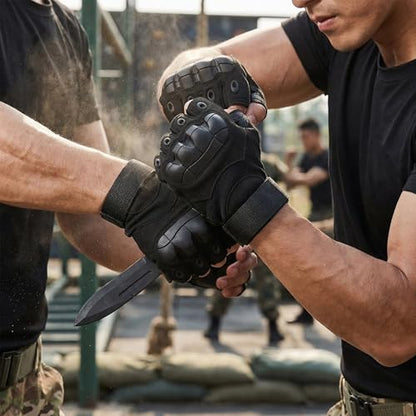 Fingerless Motorcycle Gloves for Men Women,Breathable TPU Protection,for Motorcycle Cycling ATV Riding Tactical Training Fitness Workout Black - size: Large