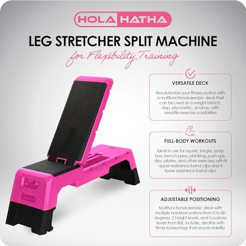 HolaHatha Compact Portable Aerobic Step Platform Exercise Fitness Equipment, Cardio Stepper with Adjustable Height for Home Gym - color: Pink