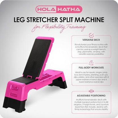HolaHatha Compact Portable Aerobic Step Platform Exercise Fitness Equipment, Cardio Stepper with Adjustable Height for Home Gym - color: Pink