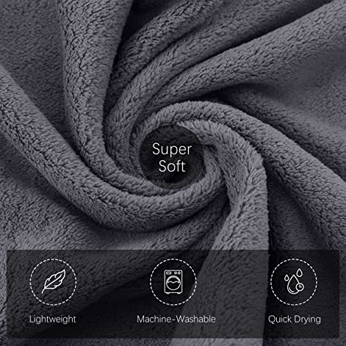 Silk Hemming Hand Towels for Bathroom - Quick Drying - Ultra Soft Microfiber Absorbent Towel for Bath Fitness, Gym, Shower, Hotel, and Spa - 16x28 Inch | Set of 6, Dark Grey