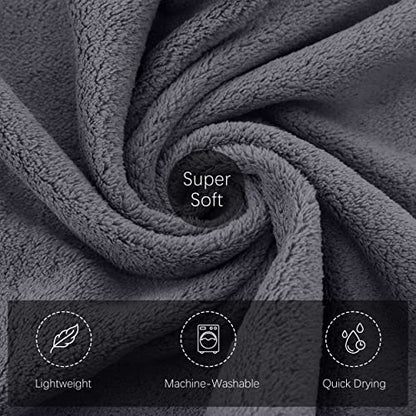 Silk Hemming Hand Towels for Bathroom - Quick Drying - Ultra Soft Microfiber Absorbent Towel for Bath Fitness, Gym, Shower, Hotel, and Spa - 16x28 Inch | Set of 6, Dark Grey